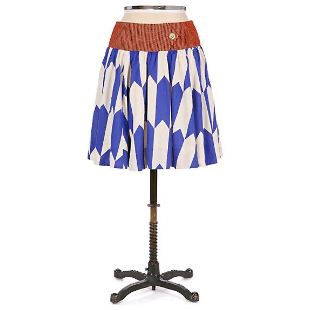 Anthropologie Blue and White A-Line Skirt